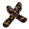 Black Skull Trippy Psychedelic Muay Thai Shin Guard-grizzshop