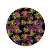 Black Skull Trippy Psychedelic Round Rug-grizzshop