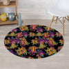 Black Skull Trippy Psychedelic Round Rug-grizzshop