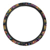 Black Skull Trippy Psychedelic Steering Wheel Cover-grizzshop