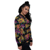 Black Skull Trippy Psychedelic Women's Bomber Jacket-grizzshop