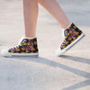 Black Skull Trippy Psychedelic Women's High Top Shoes-grizzshop