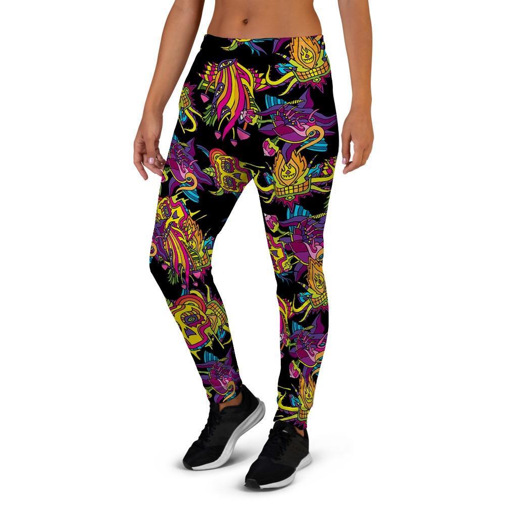 Black Skull Trippy Psychedelic Women's Joggers-grizzshop