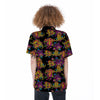 Black Skull Trippy Psychedelic Women's Short Sleeve Shirts-grizzshop