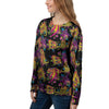 Black Skull Trippy Psychedelic Women's Sweatshirt-grizzshop