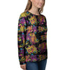 Black Skull Trippy Psychedelic Women's Sweatshirt-grizzshop