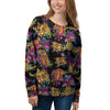 Black Skull Trippy Psychedelic Women's Sweatshirt-grizzshop