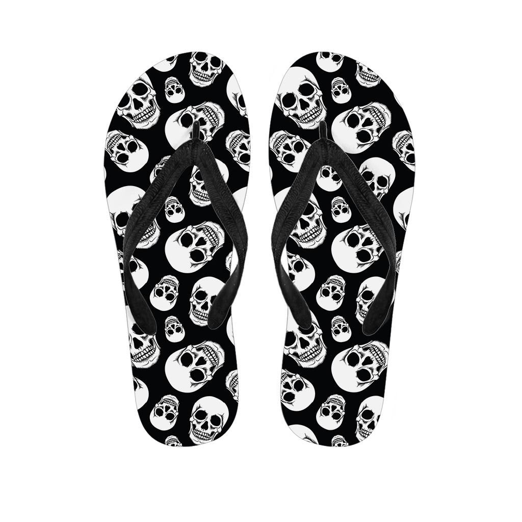 Black Skull Women's Flip Flops-grizzshop