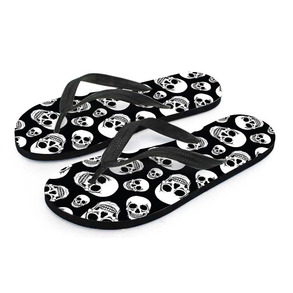 Black Skull Women's Flip Flops-grizzshop