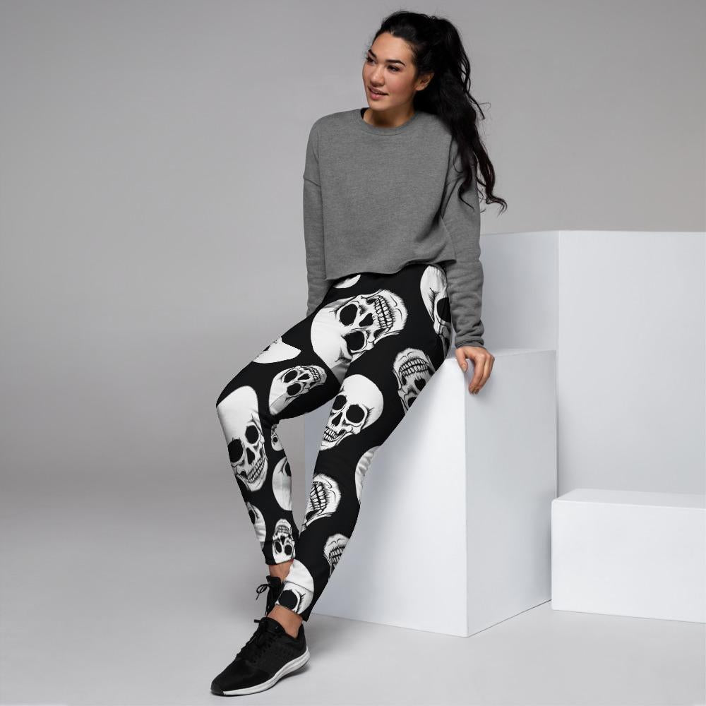 Black Skull Women's Joggers-grizzshop