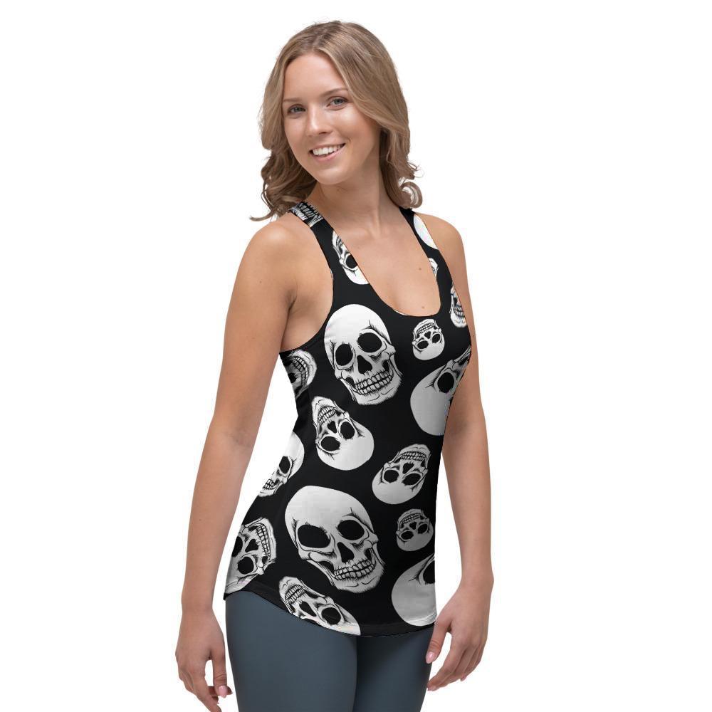 Black Skull Women's Racerback Tank Top-grizzshop