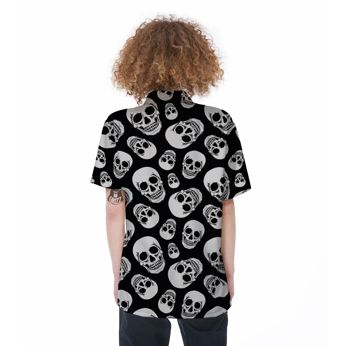 Black Skull Women's Short Sleeve Shirts-grizzshop