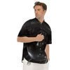 Black Snake Print Men's Short Sleeve Shirts-grizzshop