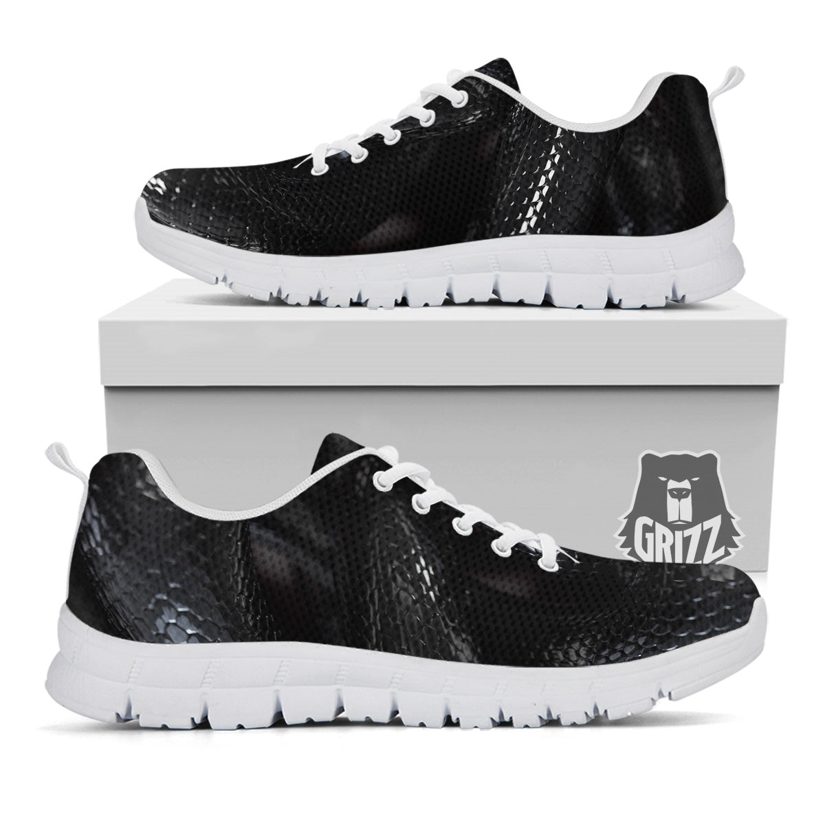 Black Snake Print White Sneaker-grizzshop