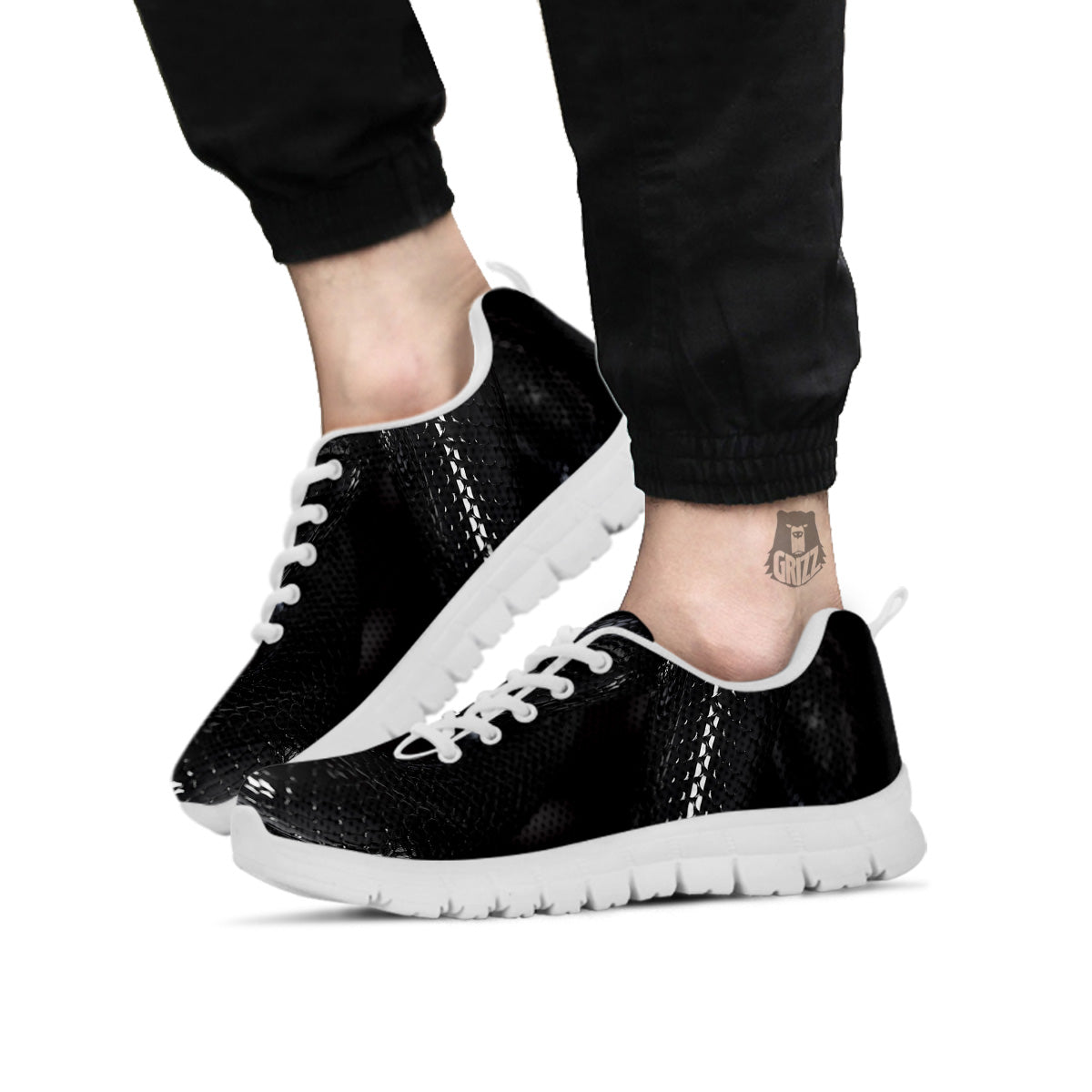 Black Snake Print White Sneaker-grizzshop