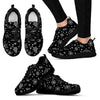 Black Snowflake Pattern Print Black Sneaker Shoes For Men Women-grizzshop