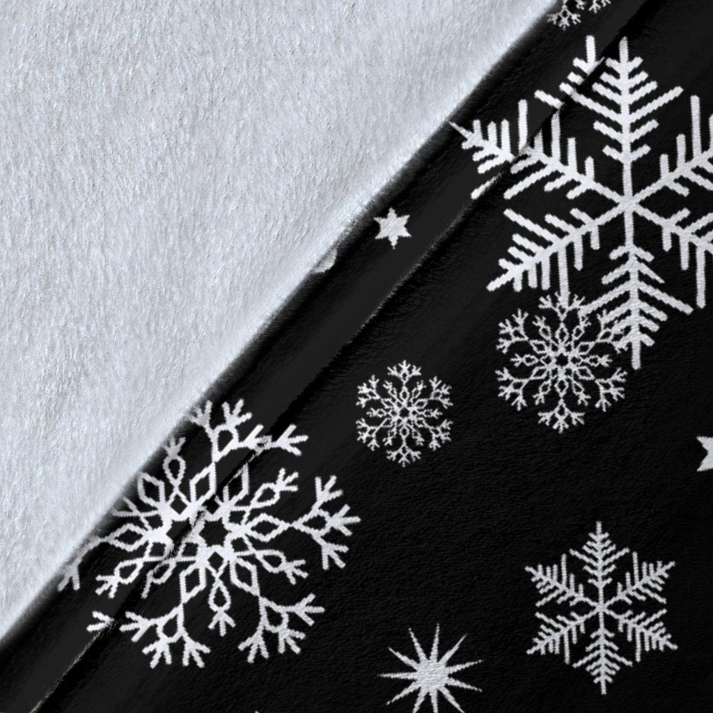 Black Snowflake Pattern Print Blanket-grizzshop