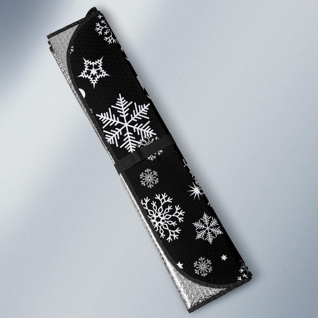 Black Snowflake Pattern Print Car Sun Shade-grizzshop