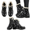 Black Snowflake Pattern Print Comfy Winter Boots-grizzshop