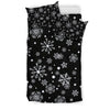 Black Snowflake Pattern Print Duvet Cover Bedding Set-grizzshop