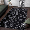 Black Snowflake Pattern Print Floor Mat-grizzshop