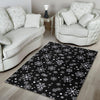 Black Snowflake Pattern Print Floor Mat-grizzshop