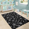 Black Snowflake Pattern Print Floor Mat-grizzshop