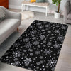 Black Snowflake Pattern Print Floor Mat-grizzshop