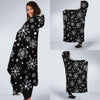 Black Snowflake Pattern Print Hooded Blanket-grizzshop