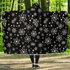 Black Snowflake Pattern Print Hooded Blanket-grizzshop
