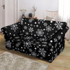 Black Snowflake Pattern Print Loveseat Cover-grizzshop