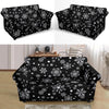 Black Snowflake Pattern Print Loveseat Cover-grizzshop