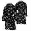 Black Snowflake Pattern Print Men Long Robe-grizzshop