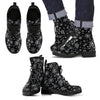 Black Snowflake Pattern Print Men Women Leather Boots-grizzshop