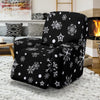 Black Snowflake Pattern Print Recliner Cover-grizzshop