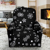 Black Snowflake Pattern Print Recliner Cover-grizzshop