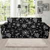 Black Snowflake Pattern Print Sofa Covers-grizzshop