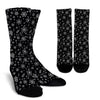 Black Snowflake Pattern Print Unisex Crew Socks-grizzshop
