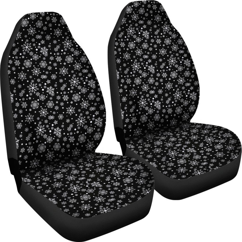 Black Snowflake Pattern Print Universal Fit Car Seat Cover-grizzshop