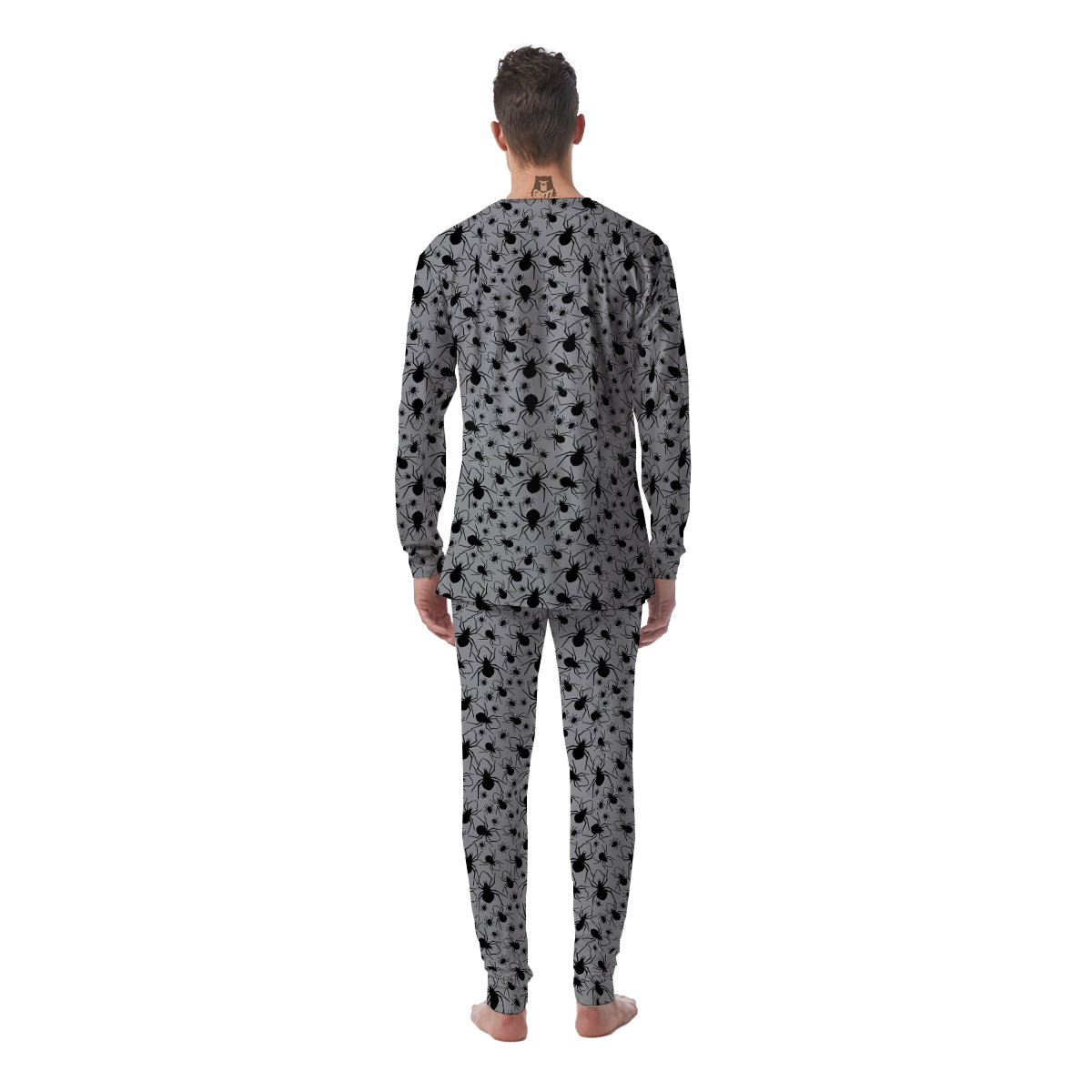 Black Spider And Grey Print Pattern Men's Pajamas-grizzshop