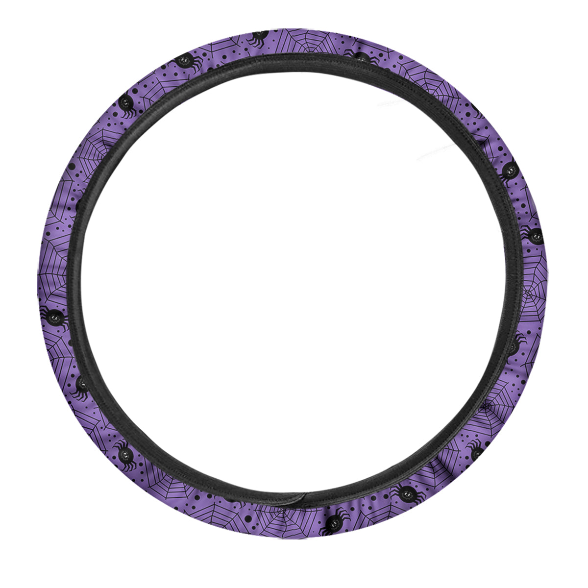 Black Spider And Purple Print Pattern Car Steering Wheel Cover-grizzshop