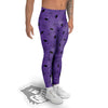 Black Spider And Purple Print Pattern Men's Leggings-grizzshop