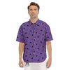 Black Spider And Purple Print Pattern Men's Short Sleeve Shirts-grizzshop