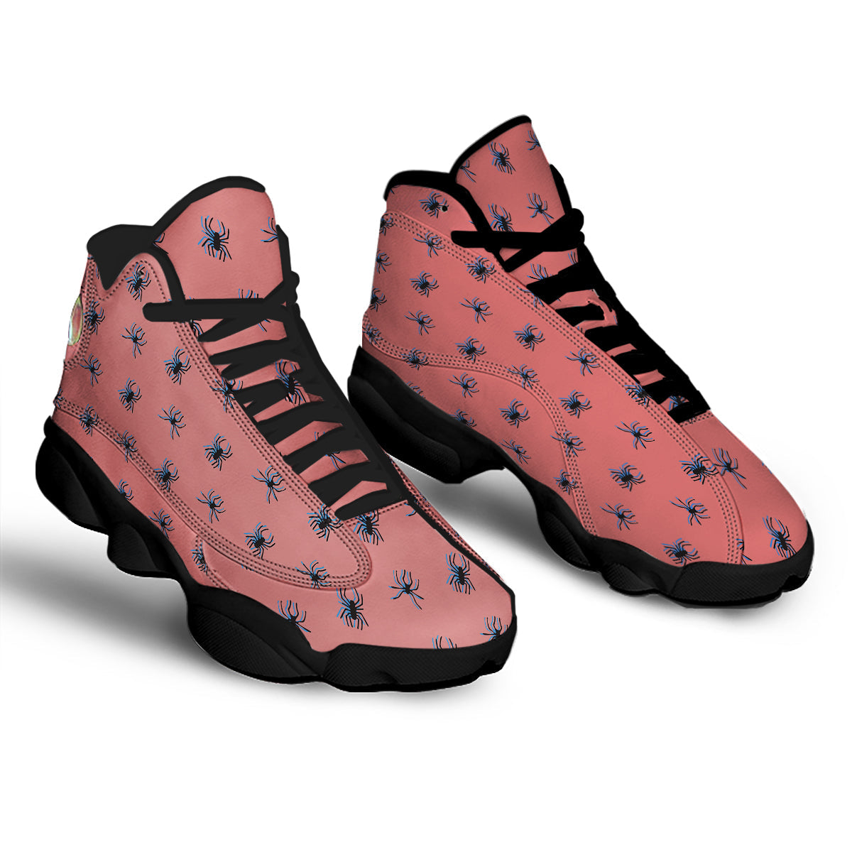 Black Spider Pink Print Pattern Black Basketball Shoes-grizzshop