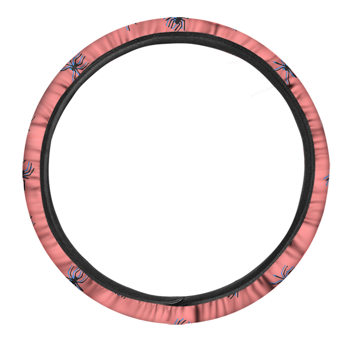 Black Spider Pink Print Pattern Car Steering Wheel Cover-grizzshop