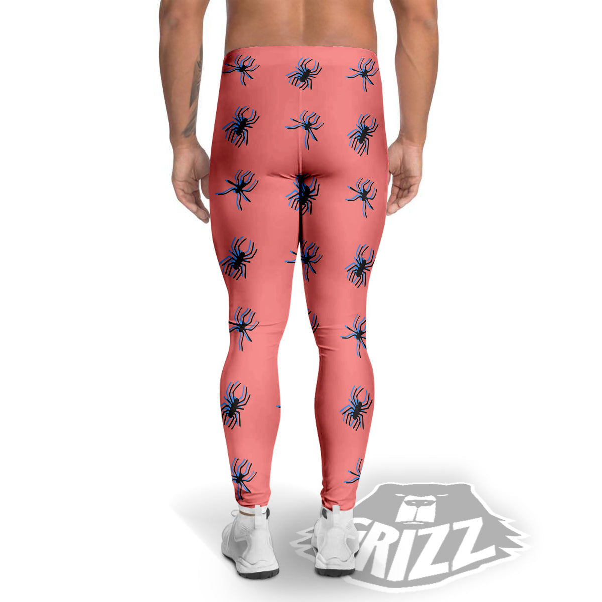 Black Spider Pink Print Pattern Men's Leggings-grizzshop