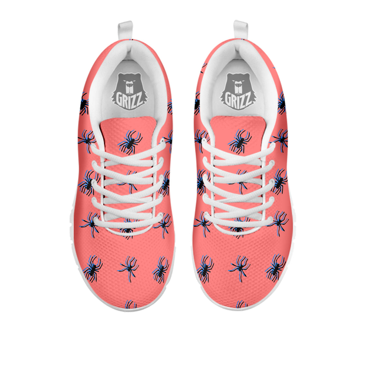 Black Spider Pink Print Pattern White Sneaker-grizzshop