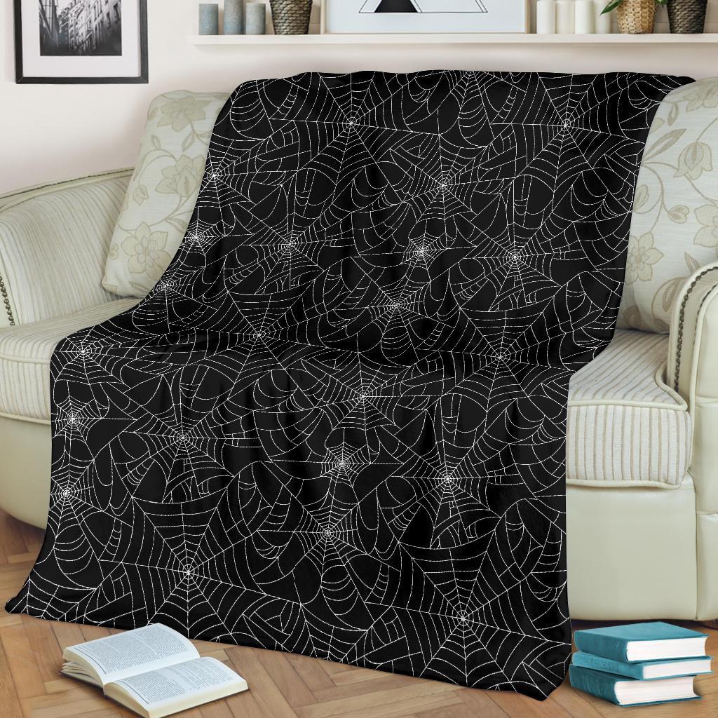 Black Spider Web Pattern Print Blanket-grizzshop