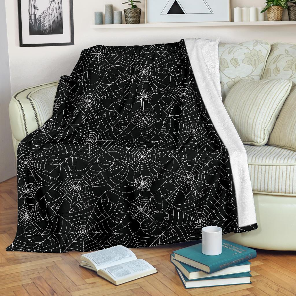 Black Spider Web Pattern Print Blanket-grizzshop