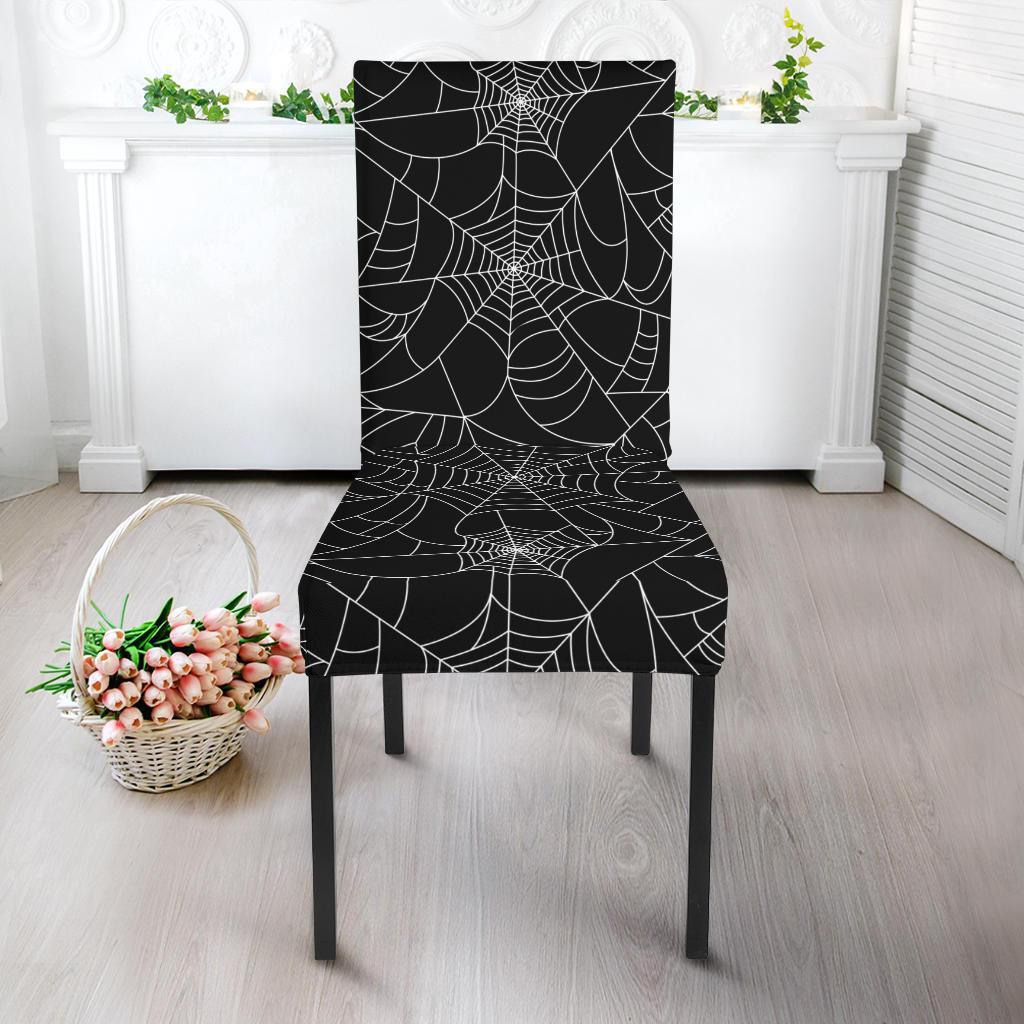 Black Spider Web Pattern Print Chair Cover-grizzshop